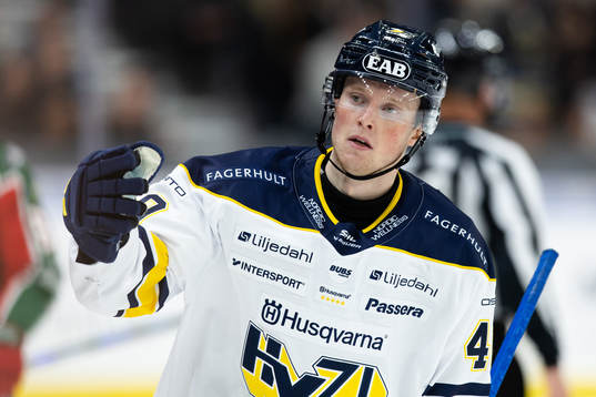 HV71s Oskar Stål-Lyrenäs jublar
