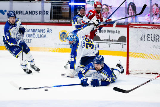 Leksands målvakt Filip Larsson och Eddie Larsson