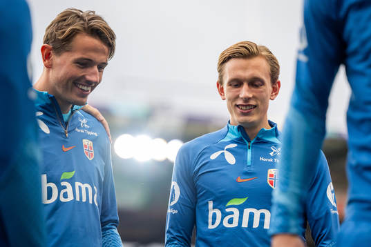 Sander Berge and Marcus Holmgren Pedersen of the Norwegian