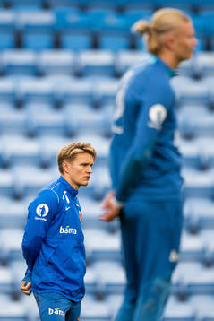 Martin Ødegaard and Erling Braut Haaland of the Norwegian