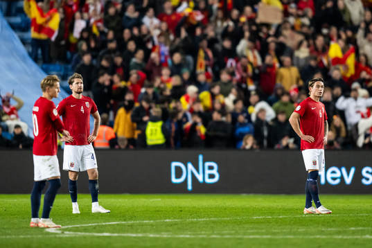 Stefan Strandberg and Patrick Berg of Norway look dejected