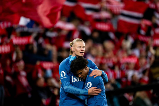 Erling Braut Haaland and Oscar Bobb of Norway