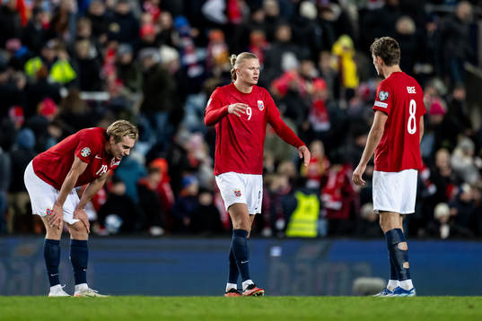Kristian Thorstvedt, Erling Braut Haaland and Sander Berge
