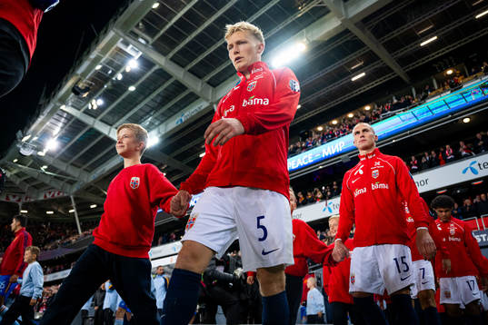 Birger Meling of Norway enters the pitch