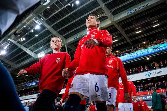 Patrick Berg of Norway enters the pitch