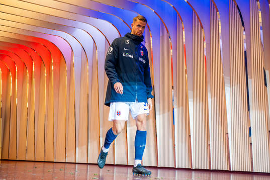 Kristoffer Ajer of Norway at half-time