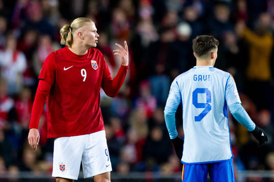Erling Braut Haaland of Norway and Gavi of Spain