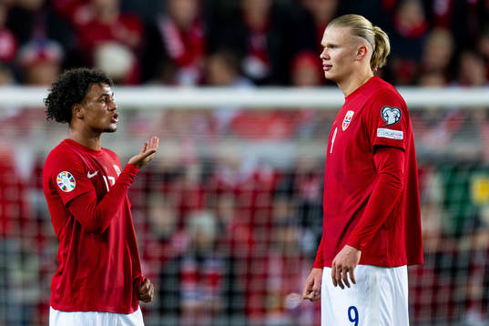 Oscar Bobb and Erling Braut Haaland of Norway