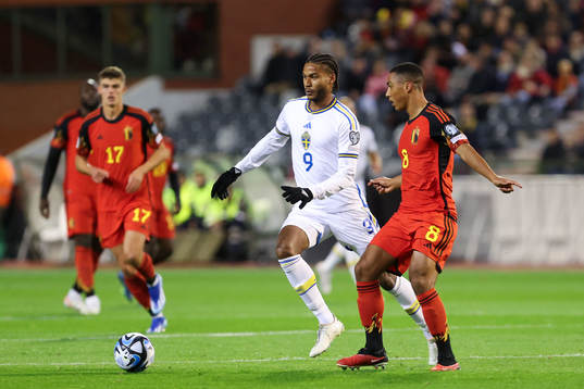 Alexander Isak of Sweden in action with the ball
