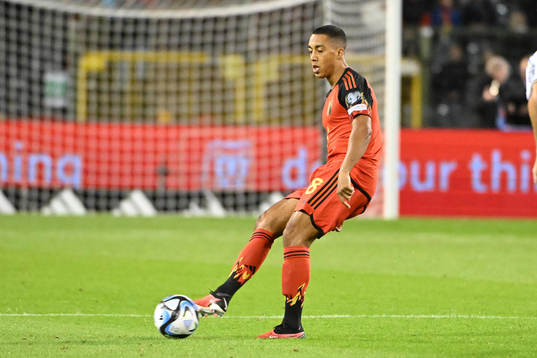Youri Tielemans of Belgium in action with the ball