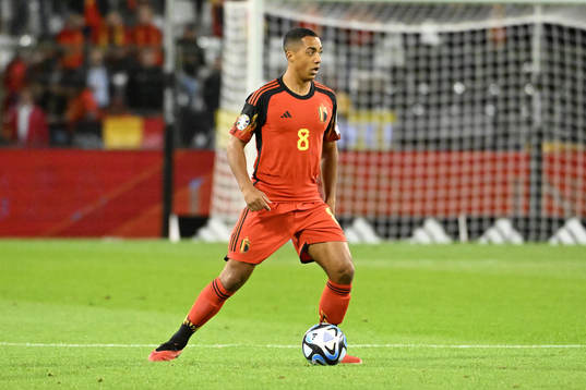 Youri Tielemans of Belgium in action with the ball