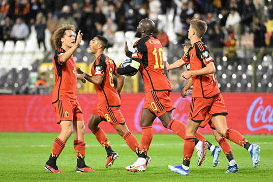 Romelu Lukaku of Belgium celebrates