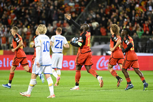 Romelu Lukaku of Belgium celebrates