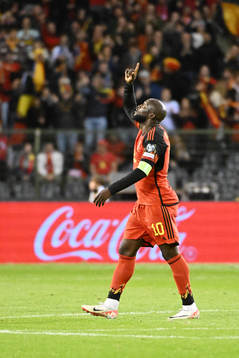 Romelu Lukaku of Belgium celebrates