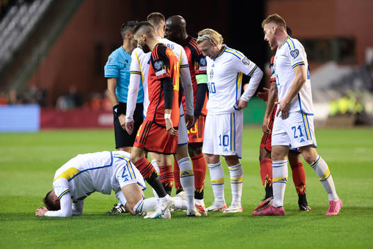Linus Wahlqvist of Sweden injured due tackle of Youri