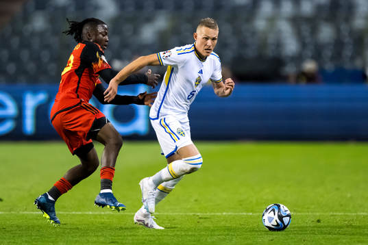 Johan Bakayoko of Belgium and Ludwig Augustinsson of Sweden