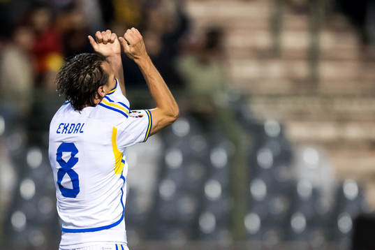 Albin Ekdal of Sweden looks dejected