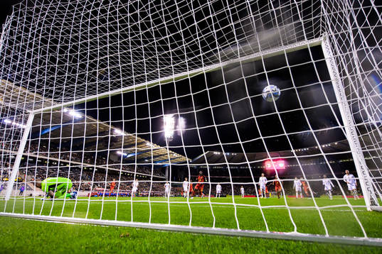 Goalkeeper Robin Olsen of Sweden lets in the 1-1- goal