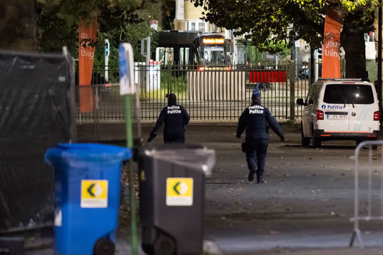 Police outside of the King Baudouin Stadium