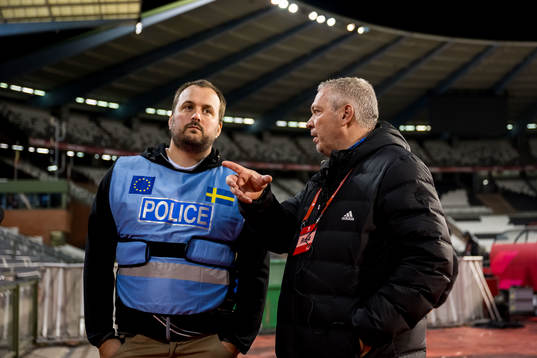 Police from Sweden and Martin Fredman, Head of security at