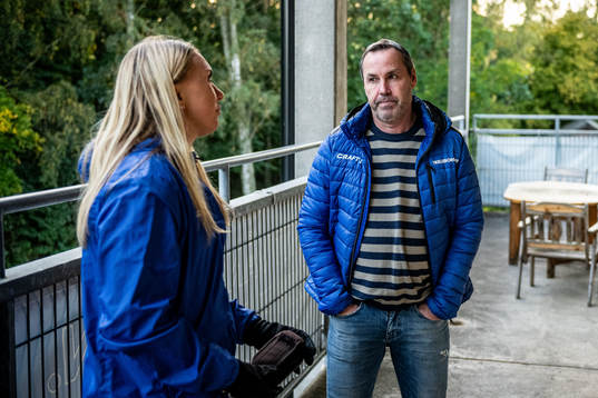 Trelleborgs FFs Linnea Prambrant och klubbdirektör Mattias