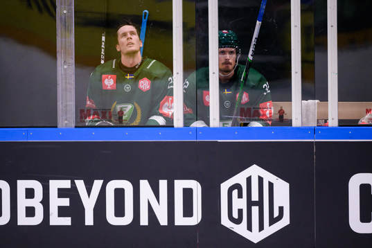 Mattias Göransson and Magnus Nygren of Färjestad in the