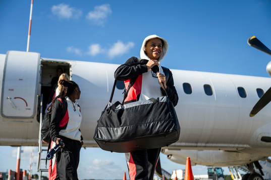 Felicia Schröder of Häcken arrives at Münster/Osnabrück