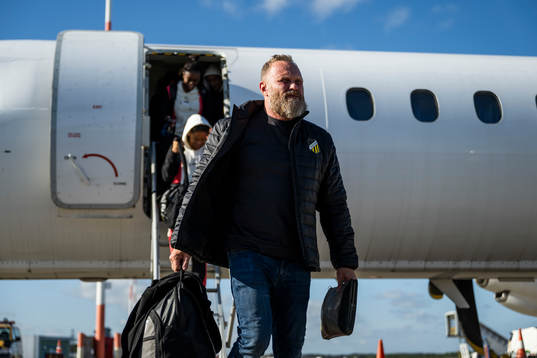 Nicklas Möller head of security of Häcken arrives at