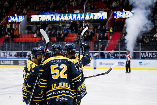 Södertäljes Ludwig Blomstrand jublar med lagkamrater