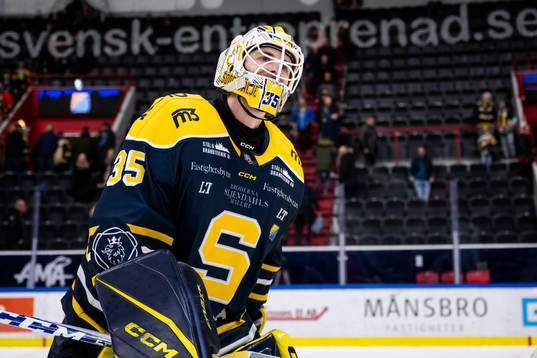 Södertäljes målvakt Tomas Sholl jublar
