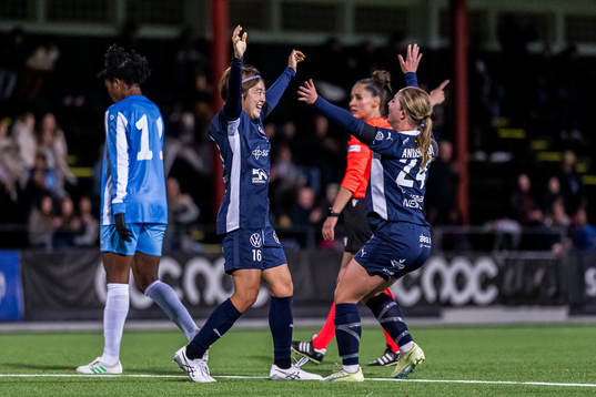Mai Kadowaki and Hanna Andersson of Rosengård celebrate