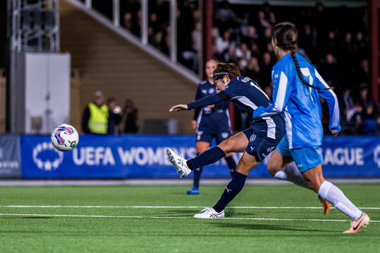 Mai Kadowaki of Rosengård scores the 1-0 goal