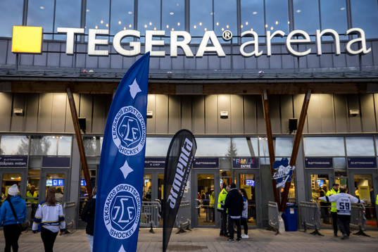 Tegera Arena innan ishockeymatchen i SHL mellan Leksand och