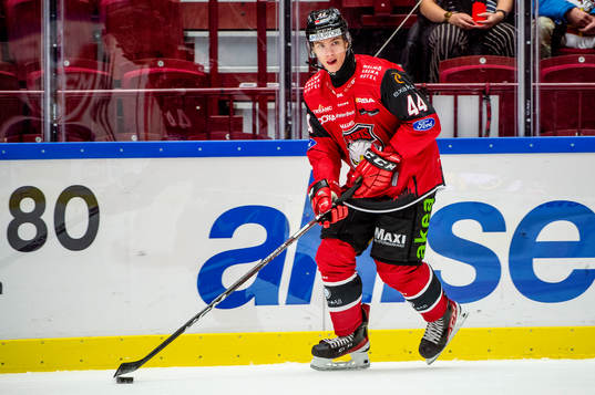 Malmö Redhawks Filip Sitar värmer upp innan
