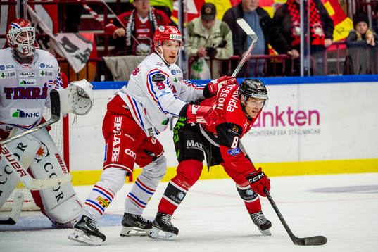 Timrås Didrik Strömberg mot Malmö Redhawks Johan Olofsson