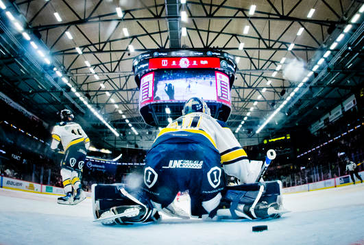 HV71s målvakt Joni Ortio deppar