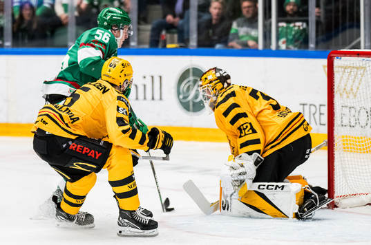 Rögles Adam Engström och Skellefteås målvakt Linus