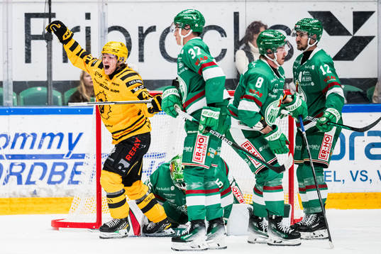 Skellefteås Anton Heikkinen jublar och Rögles Albin