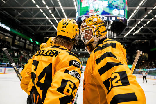 Skellefteås Jonathan Pudas och målvakt Linus Söderström