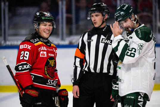 Luleås Erik Gustafsson, domare Christoffer Holm och