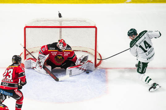 Luleås målvakt Matteus Ward och Färjestads Victor Ejdsell