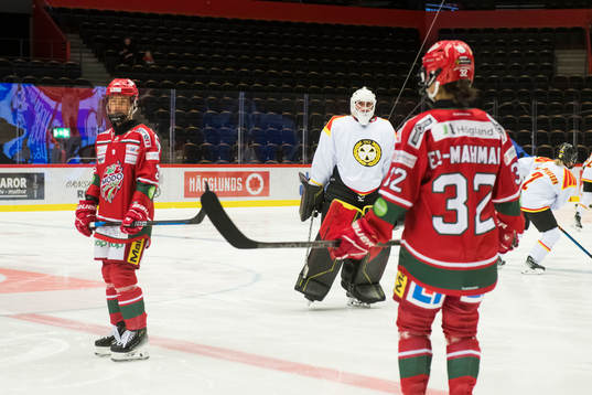 Brynäs målvakt Amanda Johansson innan ishockeymatchen i