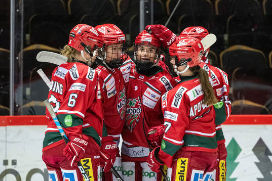 Modos Wilma Sundin jublar med lagkamrater