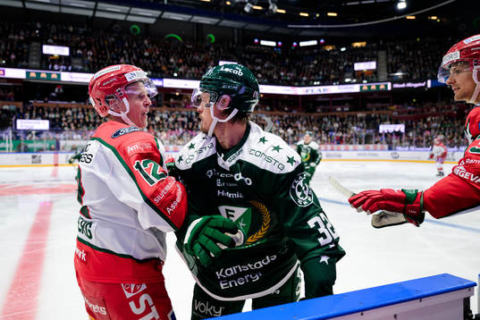 Frölundas Max Friberg och Färjestads Magnus Nygren