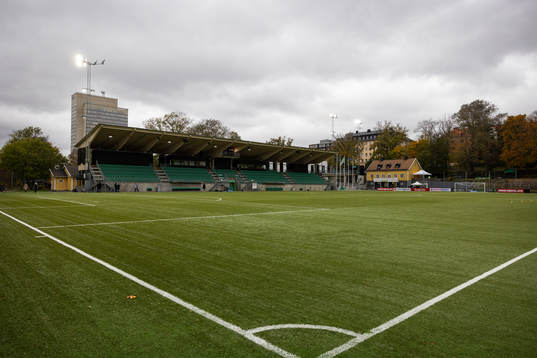 Generell vy på Hammarby IP innan fotbollsmatchen i