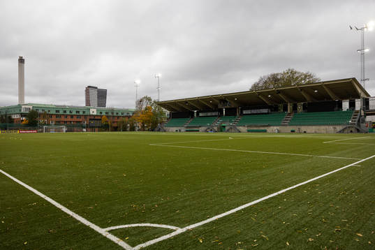 Generell vy på Hammarby IP innan fotbollsmatchen i