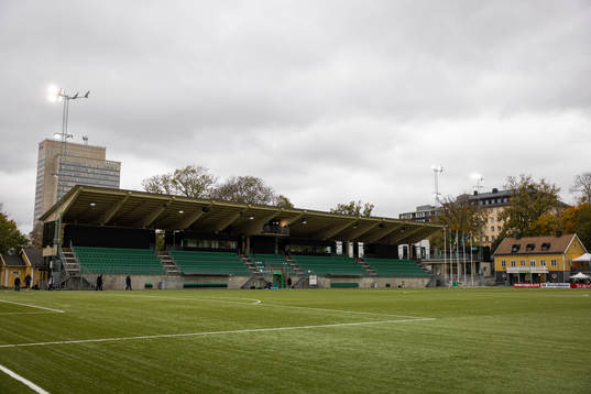 Generell vy på Hammarby IP innan fotbollsmatchen i