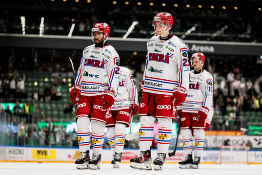 Timrå IKs Jeremy Boyce-Rotevall och Dennis Värmhed deppar