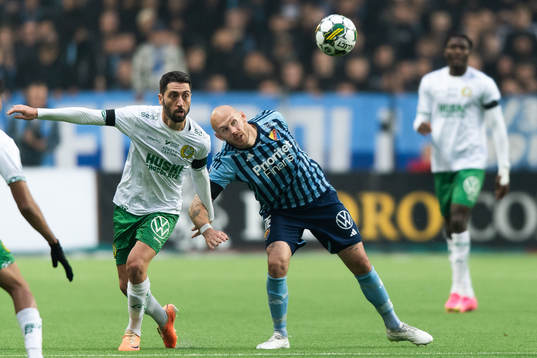 Hammarbys Nahir Besara och Djurgårdens Magnus Eriksson