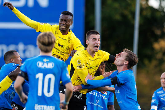Mjällbys Silas Nwankwo, Noah Eile och Halmstads Villiam